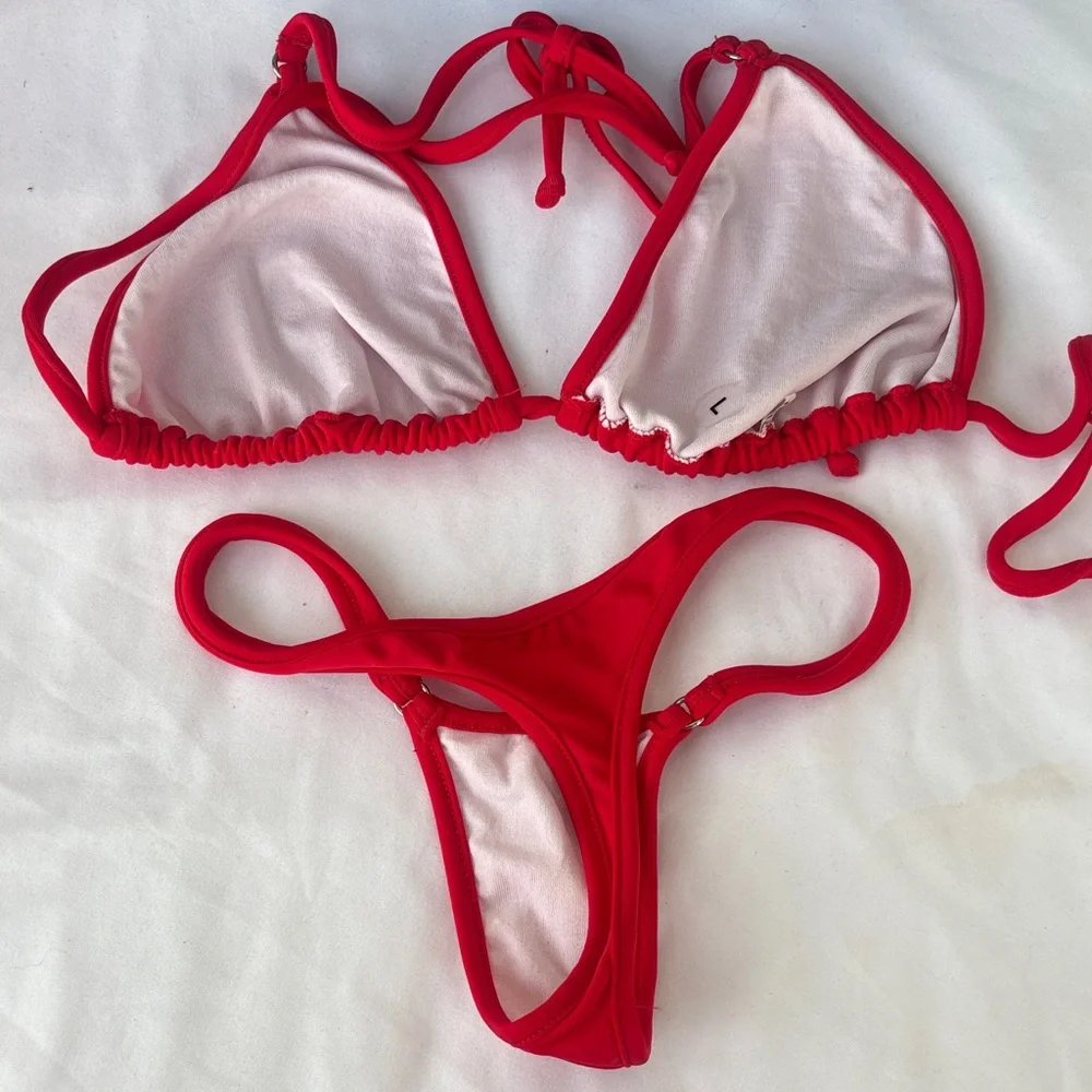 Red Triangle String Bikini Set - Picture 4 of 4
